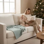 Детский вязаный плед Pikate 117×112 см цвет мятный