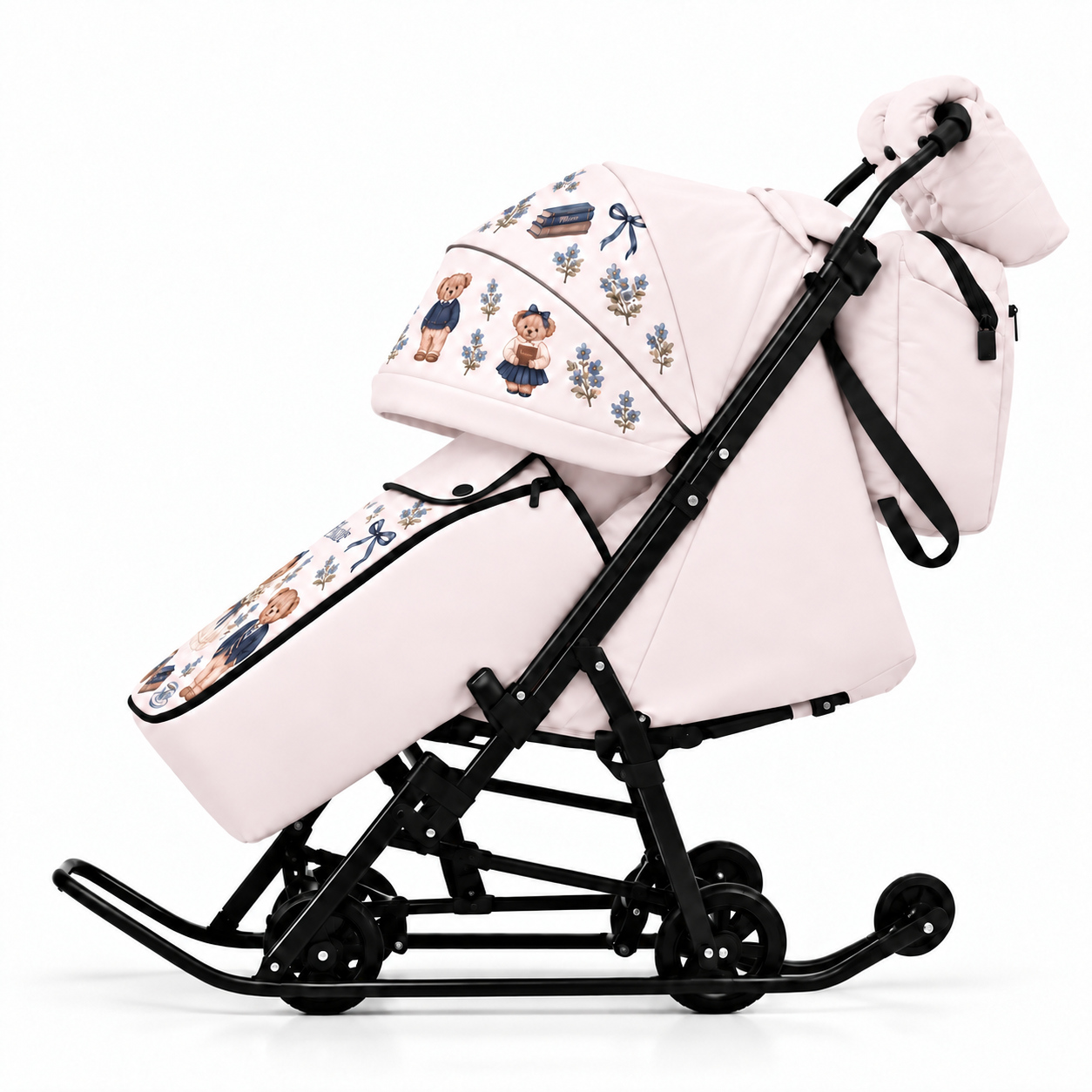 PIKATE ART «Бонтон» — bonton-03-side-bag Санки-коляска PIKATE «Бонтон» до 3 лет — цвет молочный