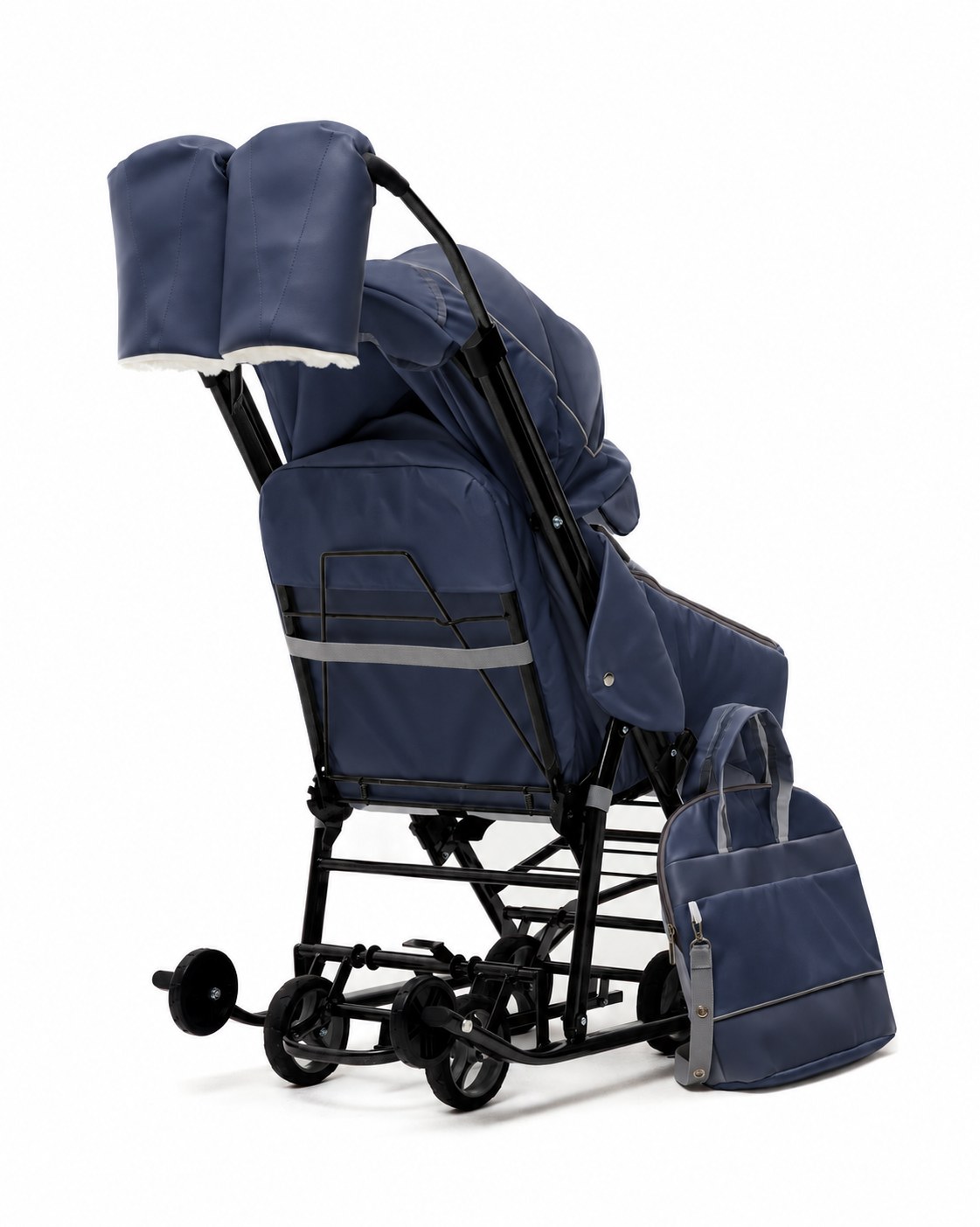 deluxe-sinij-03 Санки-коляска PIKATE Deluxe синий — вид сзади
