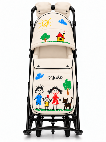 Санки-коляска PIKATE ART «Семья» до 3 лет цвет молочный